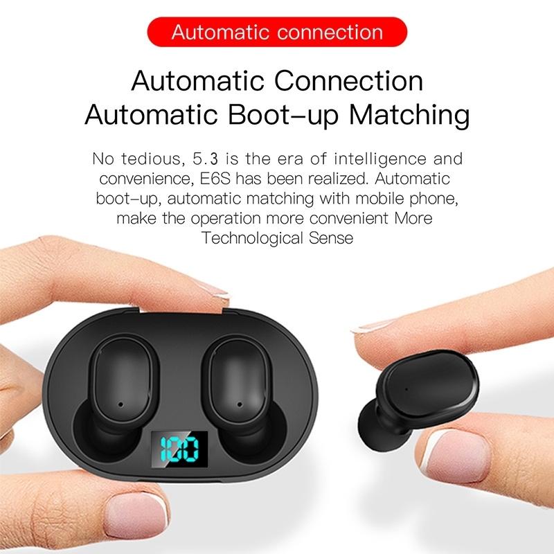 Wireless Bluetooth Earphones with E6S LED Display – TWS Stereo – White