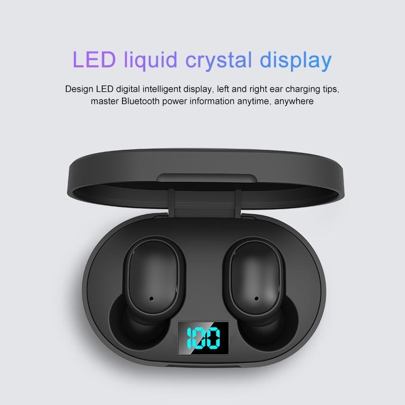 Wireless Bluetooth Earphones with E6S LED Display – TWS Stereo – White