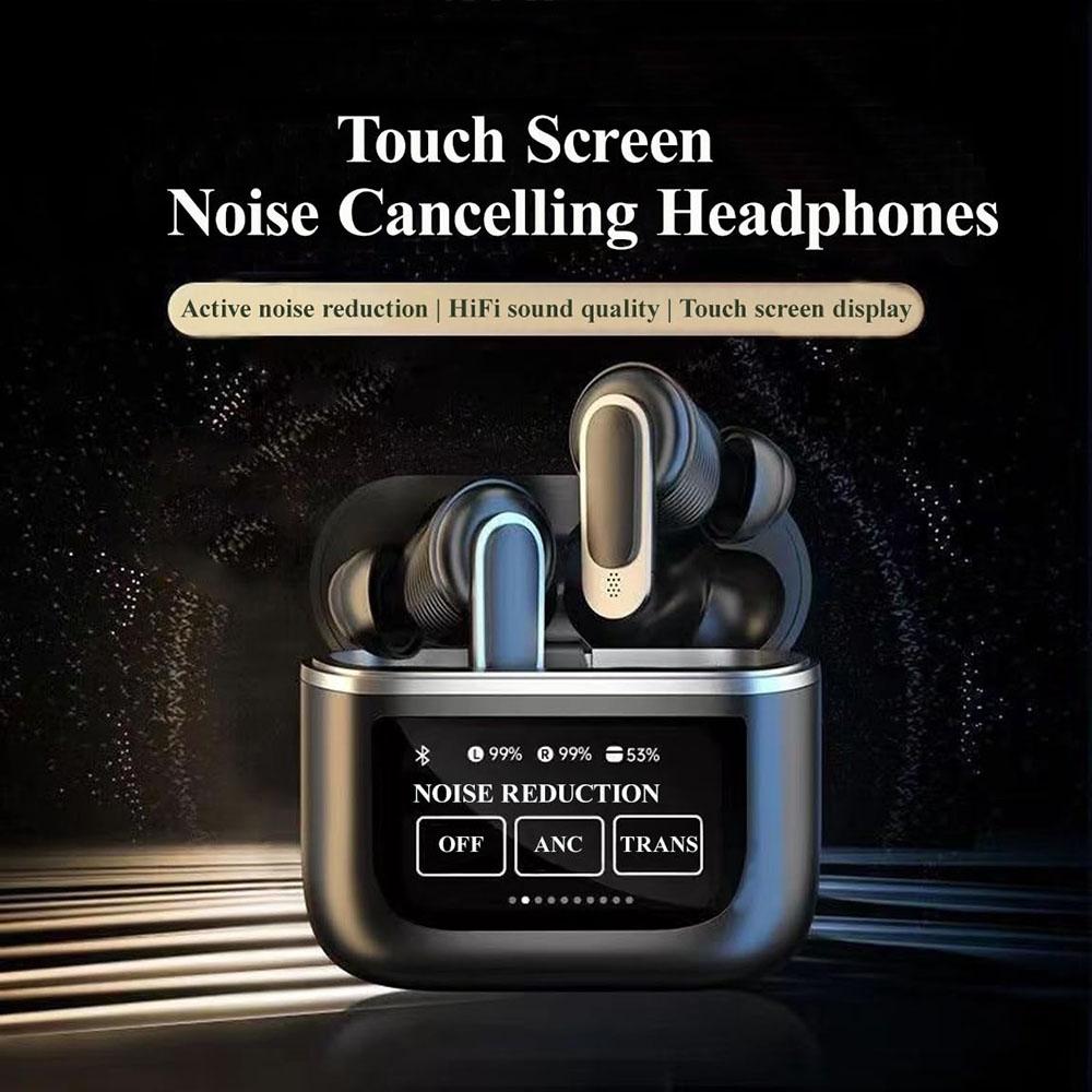 Wireless Bluetooth Earphones with Touch Screen & Active Noise Reduction – TWS Hi-Fi Stereo Headset (Black)