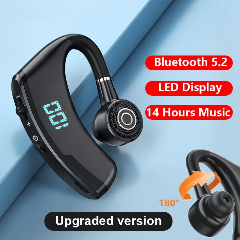 V9S Wireless Single-Ear Earphone with Noise Cancellation & LED Display – Bluetooth Hands-Free Headset (Black)