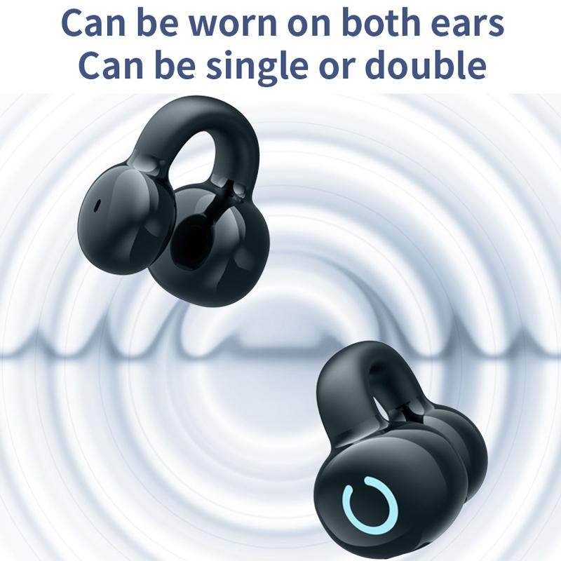 Wireless Bone Conduction Earphone – Single-Ear Clamp Design, Open-Ear Bluetooth Headset (Black)