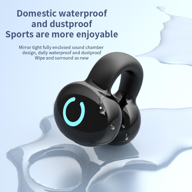 Wireless Bone Conduction Earphone – Single-Ear Clamp Design, Open-Ear Bluetooth Headset (Black)