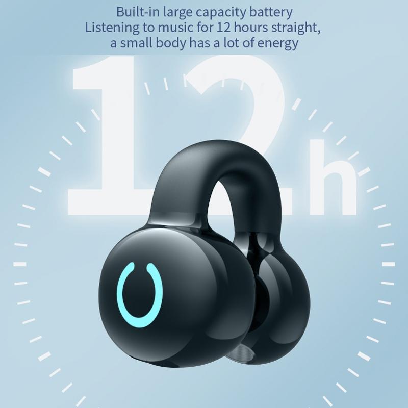 Wireless Bone Conduction Earphone – Single-Ear Clamp Design, Open-Ear Bluetooth Headset (Black)
