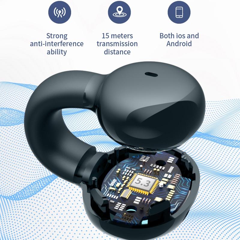 Wireless Bone Conduction Earphone – Single-Ear Clamp Design, Open-Ear Bluetooth Headset (Black)