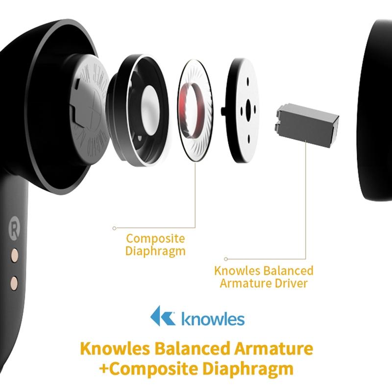 Shadow Black Wireless Bluetooth Earphones – Waterproof & Dustproof, Noise Cancelling, Long Battery Life, Secure Fit