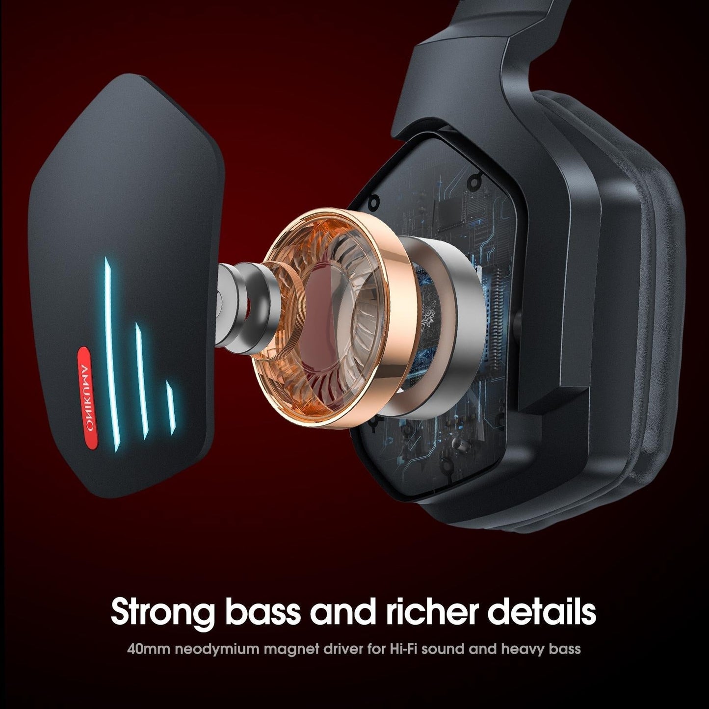 Adjustable Bass Gaming Bluetooth Headset with Mic – Wireless, Noise Cancelling, Comfortable Fit