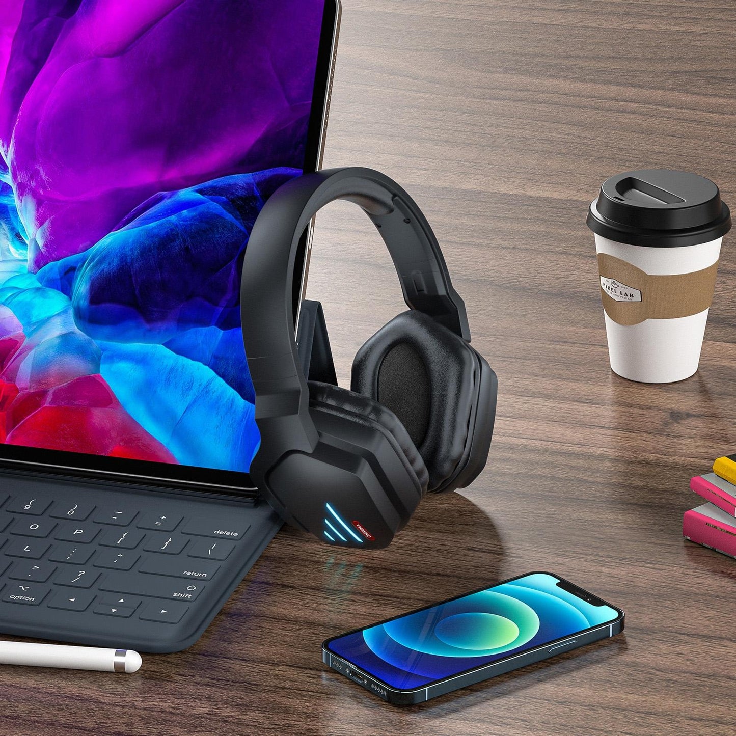 Adjustable Bass Gaming Bluetooth Headset with Mic – Wireless, Noise Cancelling, Comfortable Fit
