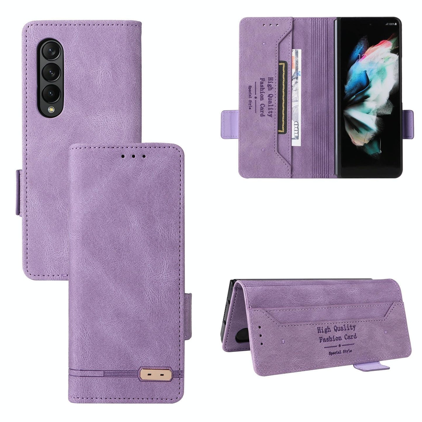 Leather Flip Case with Magnetic Clasp for Samsung Galaxy Z Fold4 5G – Premium Black