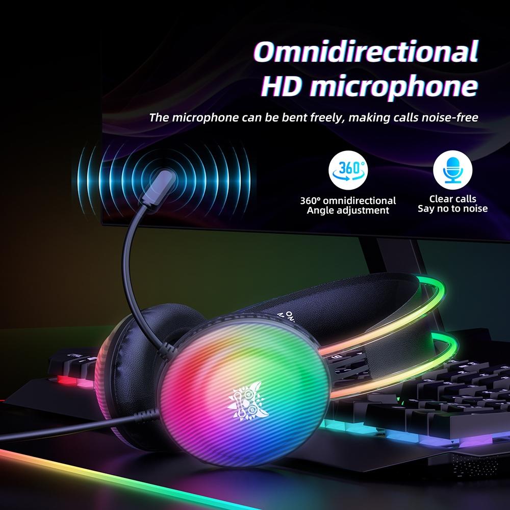 RGB Wired Gaming Headset – 2.2M Cable, Black, Noise Cancelling Mic, Surround Sound, Comfortable Fit