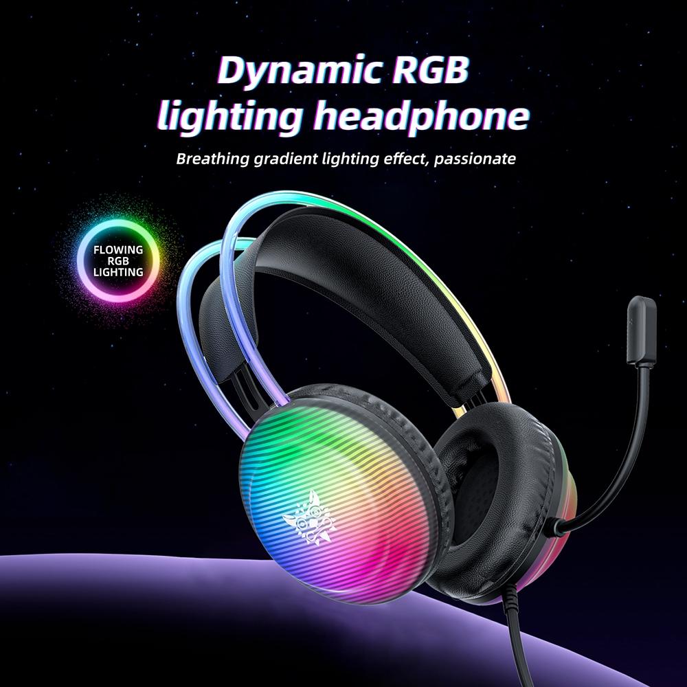 RGB Wired Gaming Headset – 2.2M Cable, Black, Noise Cancelling Mic, Surround Sound, Comfortable Fit