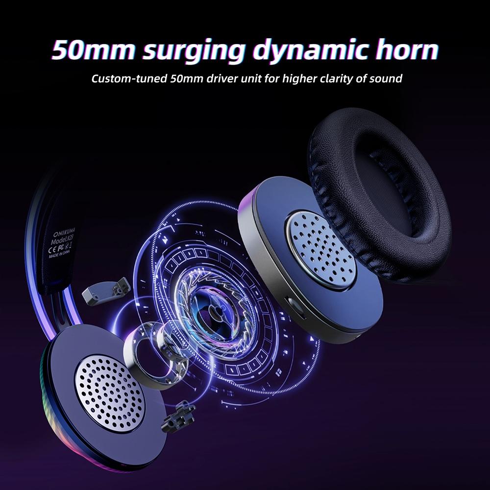 RGB Wired Gaming Headset – 2.2M Cable, Black, Noise Cancelling Mic, Surround Sound, Comfortable Fit