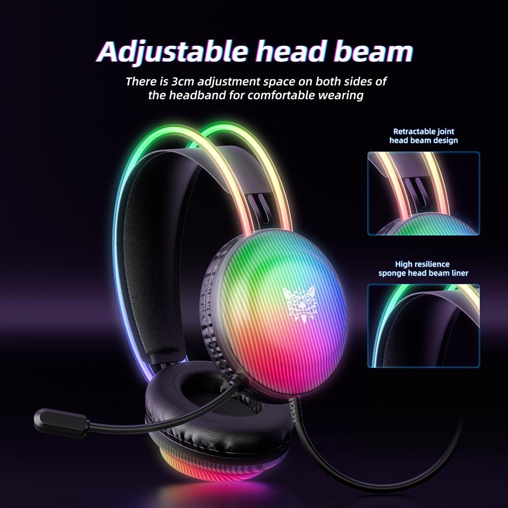 RGB Wired Gaming Headset – 2.2M Cable, Black, Noise Cancelling Mic, Surround Sound, Comfortable Fit