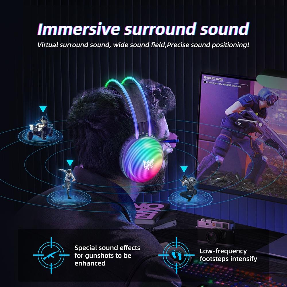 RGB Wired Gaming Headset – 2.2M Cable, Black, Noise Cancelling Mic, Surround Sound, Comfortable Fit