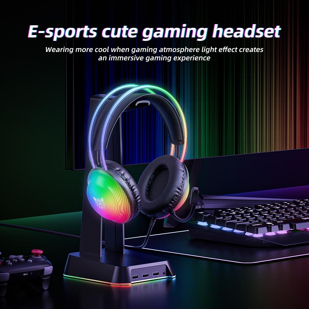 RGB Wired Gaming Headset – 2.2M Cable, Black, Noise Cancelling Mic, Surround Sound, Comfortable Fit