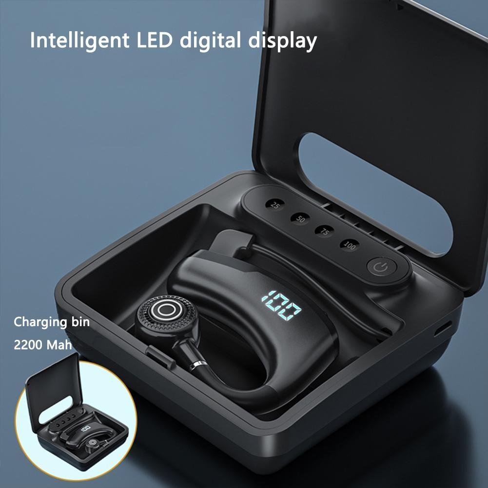 Wireless Bluetooth Headset with Digital Display & Charging Bin – Black, In-Ear Earbuds