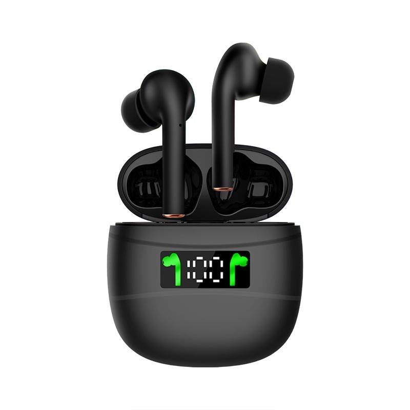 Waterproof Wireless Bluetooth Earbuds with LED Display – Hi-Fi Stereo Sound – Black