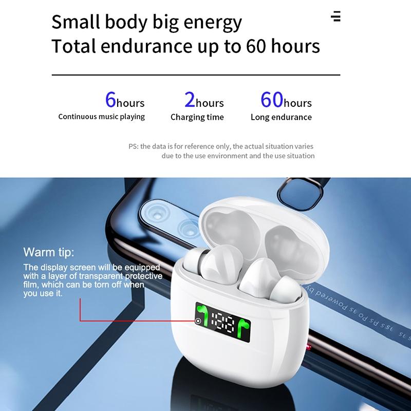 Waterproof Wireless Bluetooth Earbuds with LED Display – Hi-Fi Stereo Sound – Black