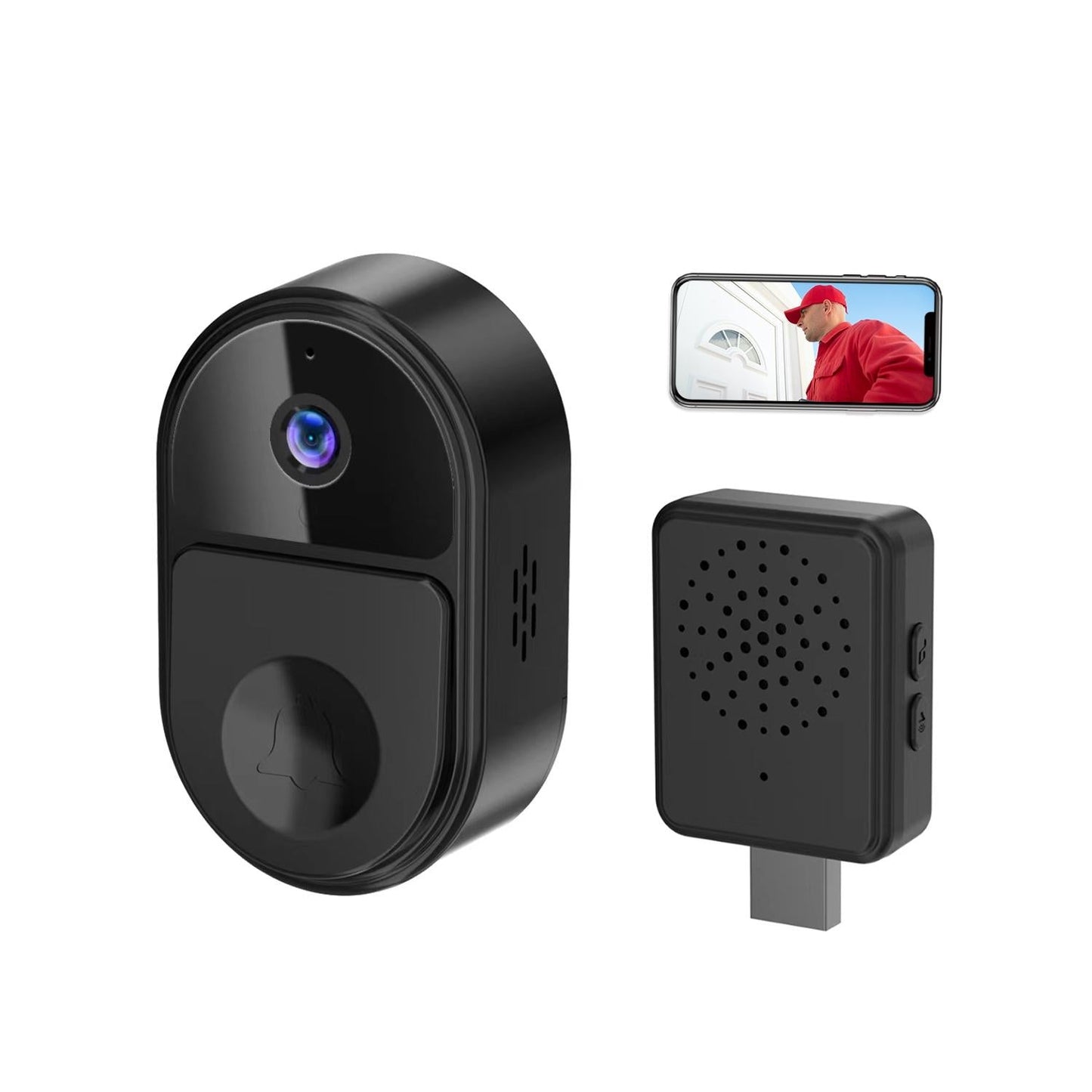 Smart Video Doorbell – Black | Ultra Wide-Angle Lens & Two-Way Voice Communication