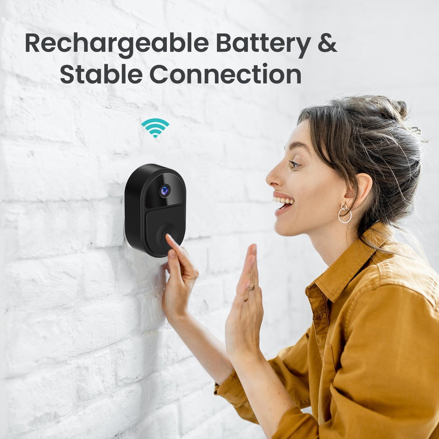 Smart Video Doorbell – Black | Ultra Wide-Angle Lens & Two-Way Voice Communication