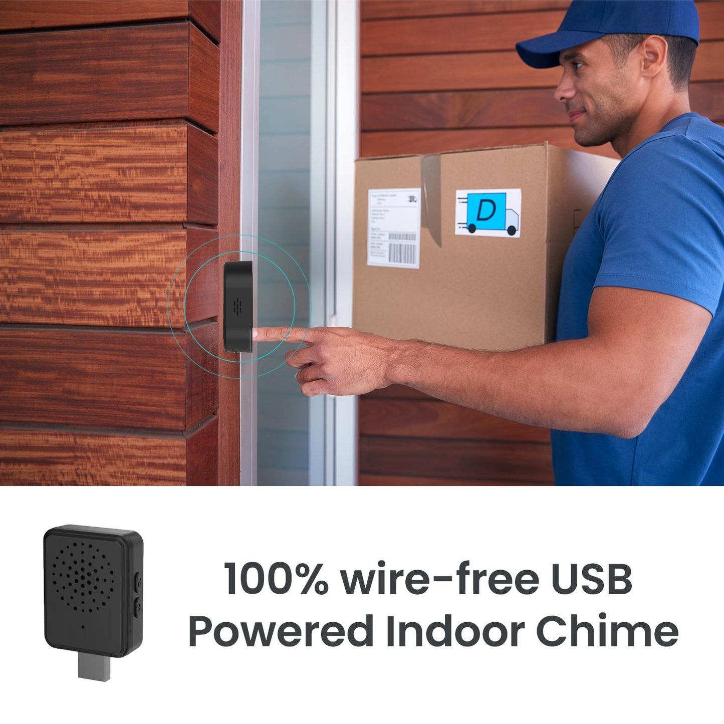 Smart Video Doorbell – Black | Ultra Wide-Angle Lens & Two-Way Voice Communication