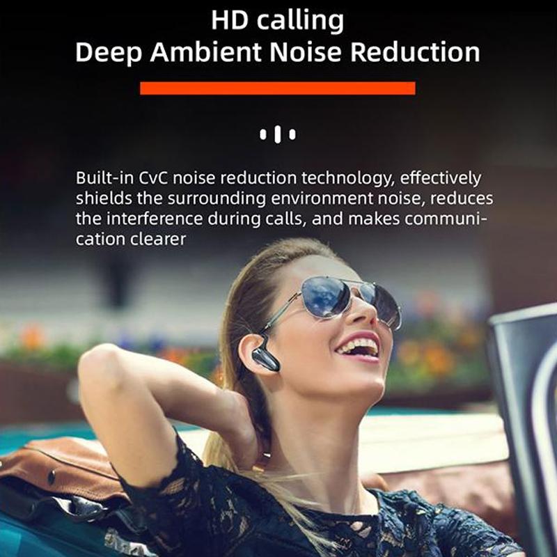 YX02 Digital Display Hanging Ear Bone Conduction Bluetooth Headset – Wireless, Black for Clear Audio & Comfort