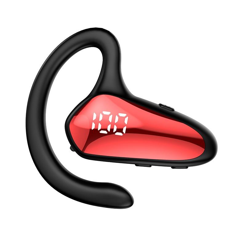 YX02 Digital Display Hanging Ear Bone Conduction Bluetooth Headset – Wireless, Black for Clear Audio & Comfort