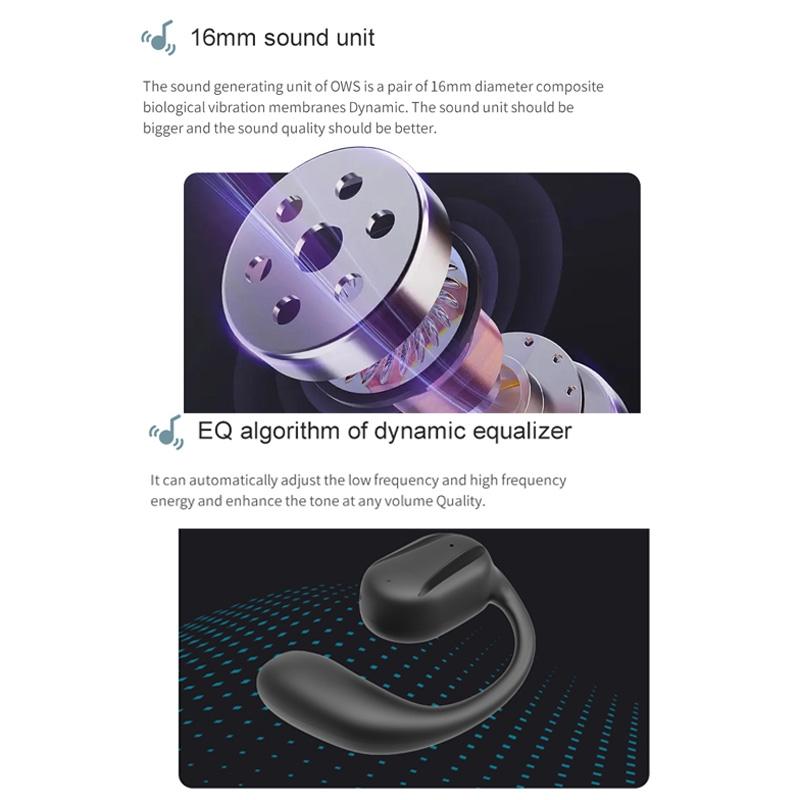 YJ77 Bluetooth 5.2 Bone Conduction Headset – Left Ear, Ear-Mounted Open-Ear Wireless Headphone – Black
