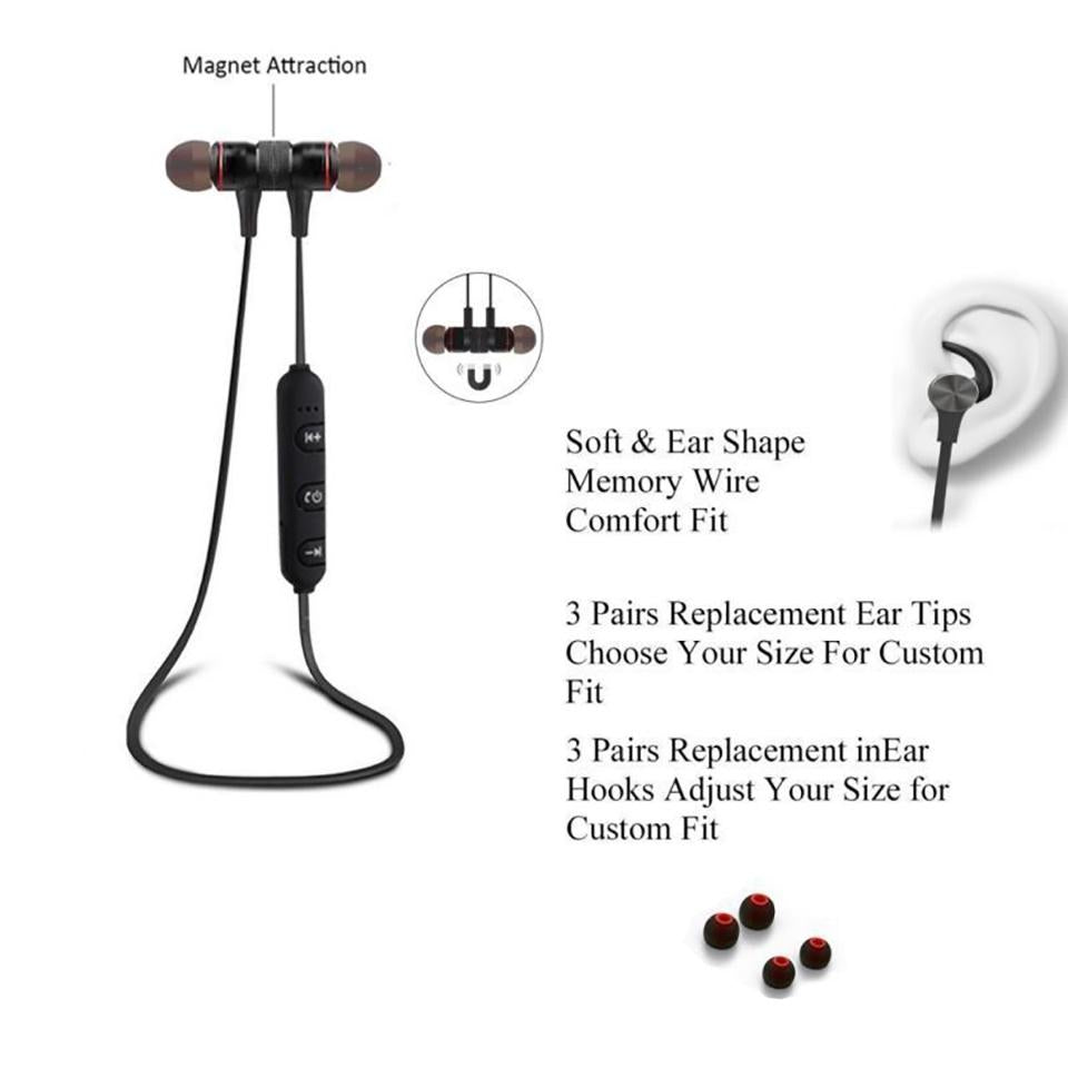 Moreblue S07 Wireless Bluetooth Sport Earbuds with Mic – Sweatproof In-Ear Headphones – Black
