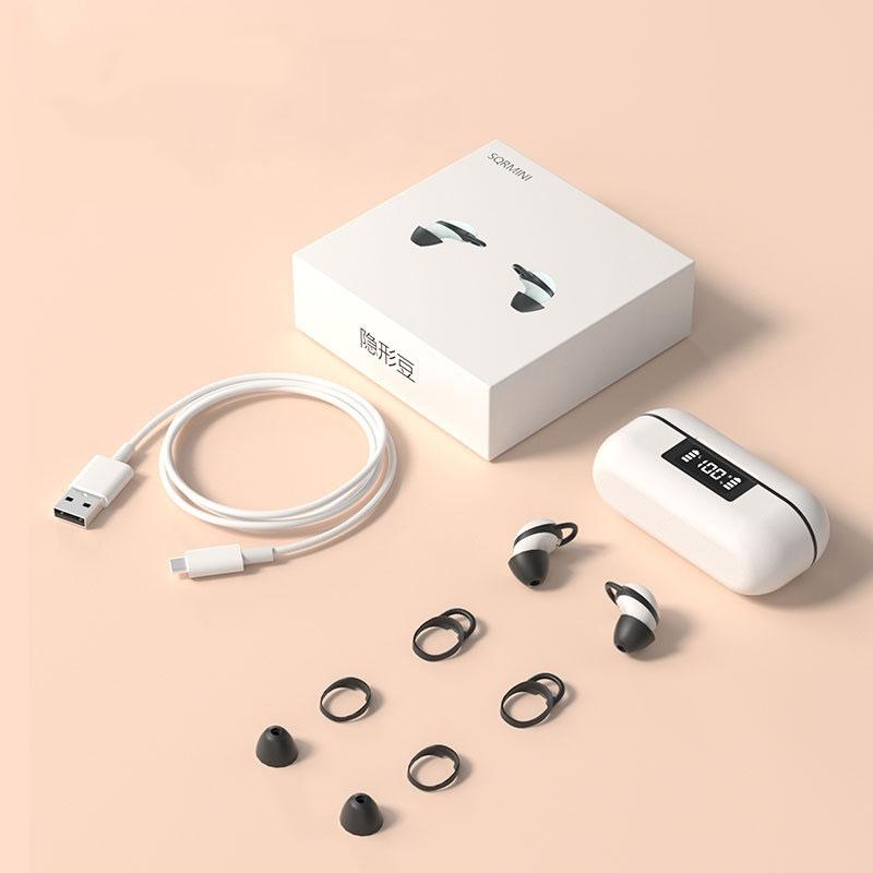 Wireless Noise-Cancelling Earbuds with Digital Display & Charging Case – Bluetooth HiFi Earphones – White