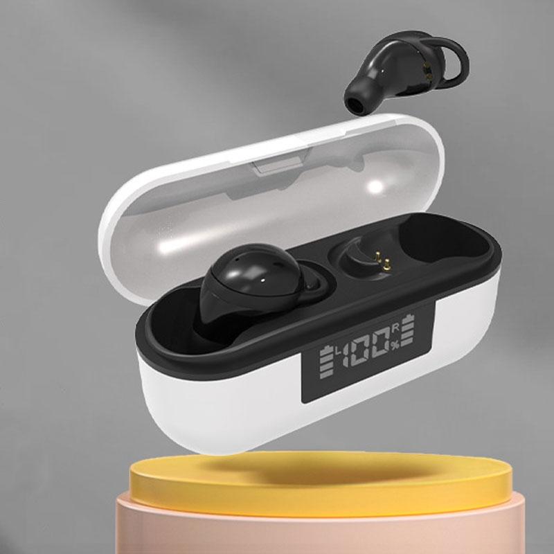 Wireless Noise-Cancelling Earbuds with Digital Display & Charging Case – Bluetooth HiFi Earphones – White