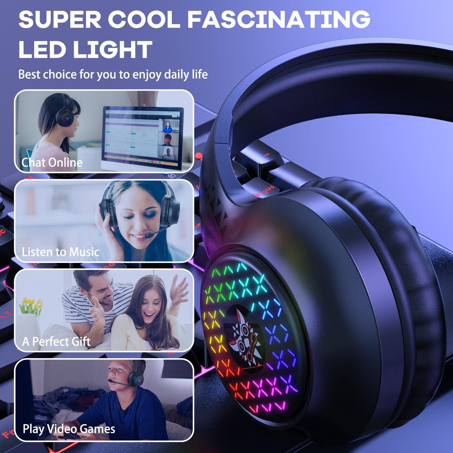 RGB Gaming Headset with USB & 3.5mm – Dual Connectivity, Noise Cancelling Mic, Surround Sound, Multi-Platform Compatible