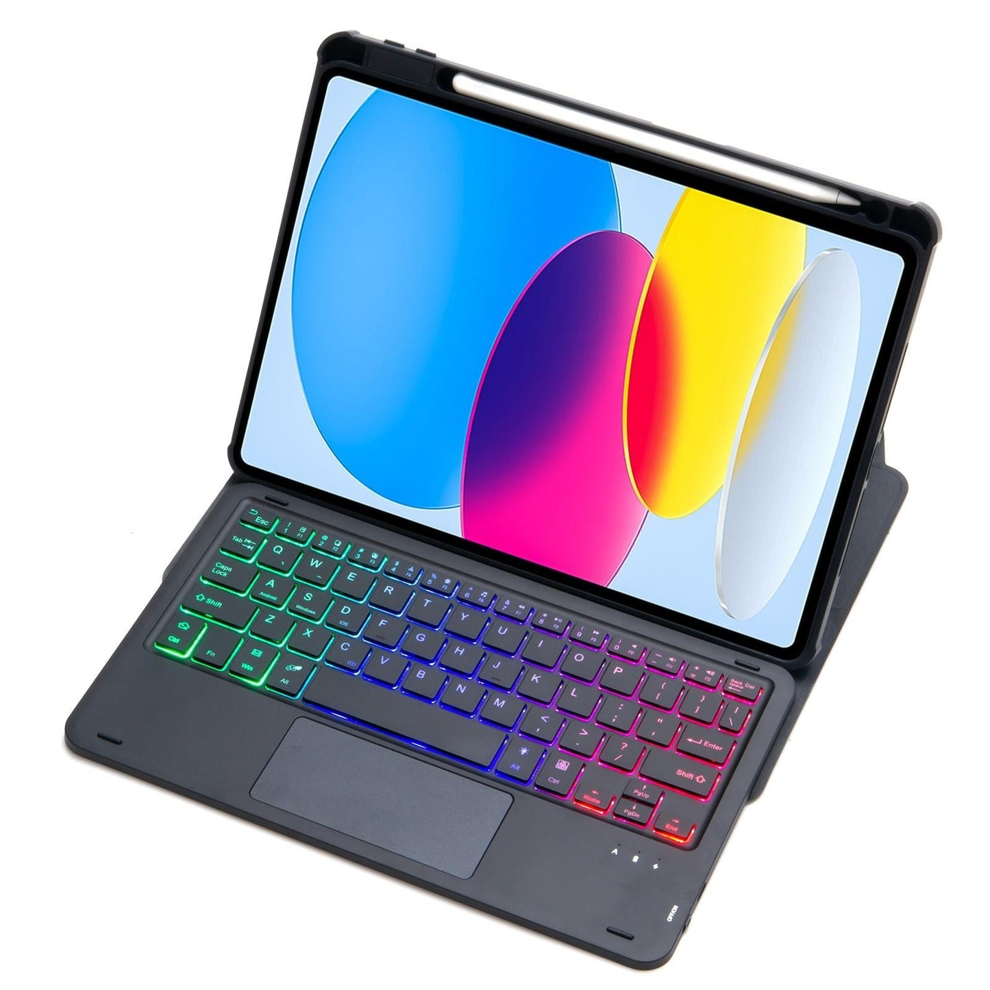 360° Rotating Bluetooth Keyboard Case for iPad 10.9'' (2022) – Leather Cover with Touchpad & Backlit Keys – Black