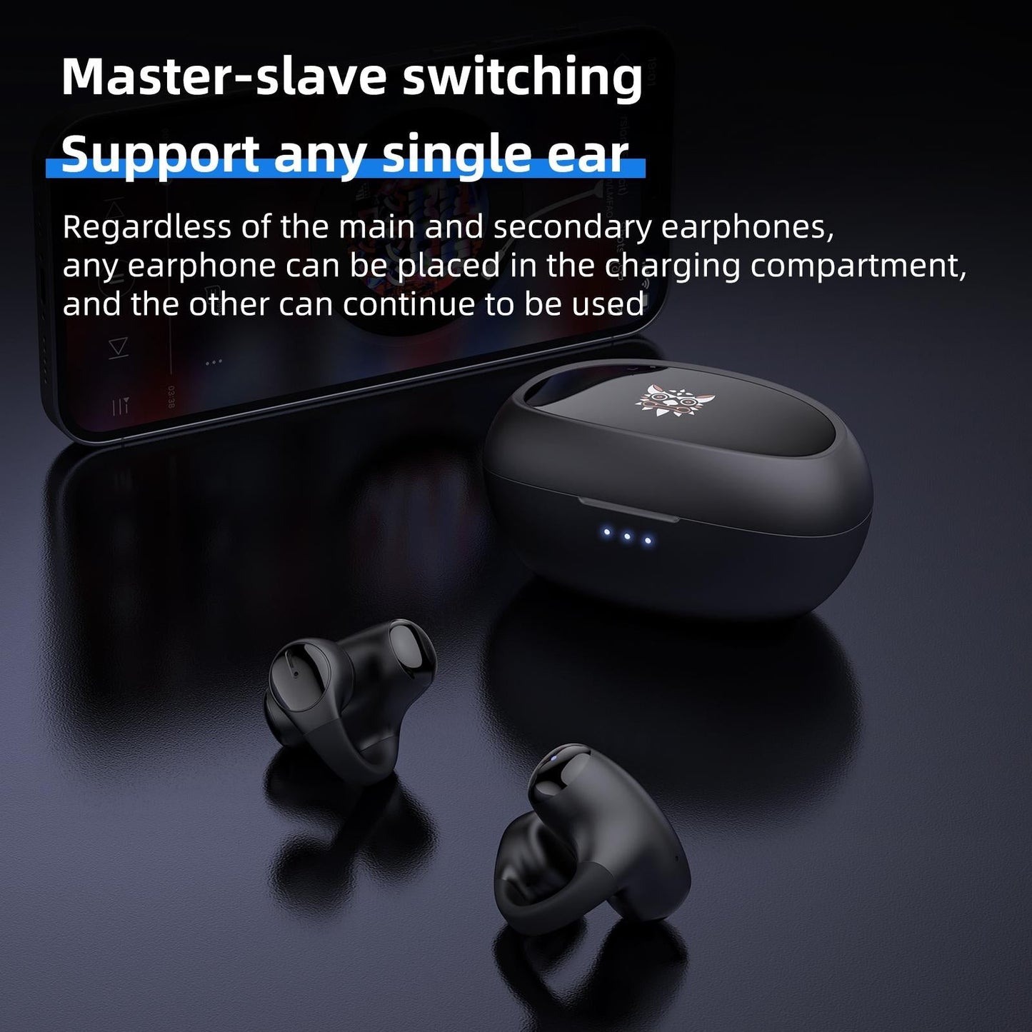 T306 Wireless Bluetooth Earphone – Ear-Mounted Single-Ear Headset with Mic (Black)