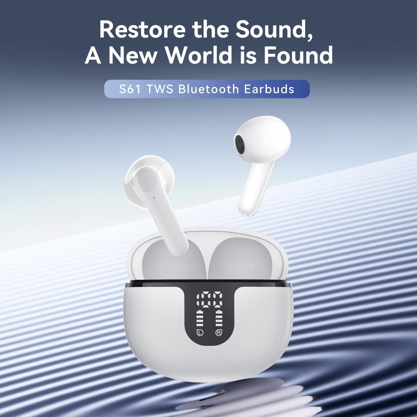 S61 True Wireless Stereo (TWS) Bluetooth Earphones – White