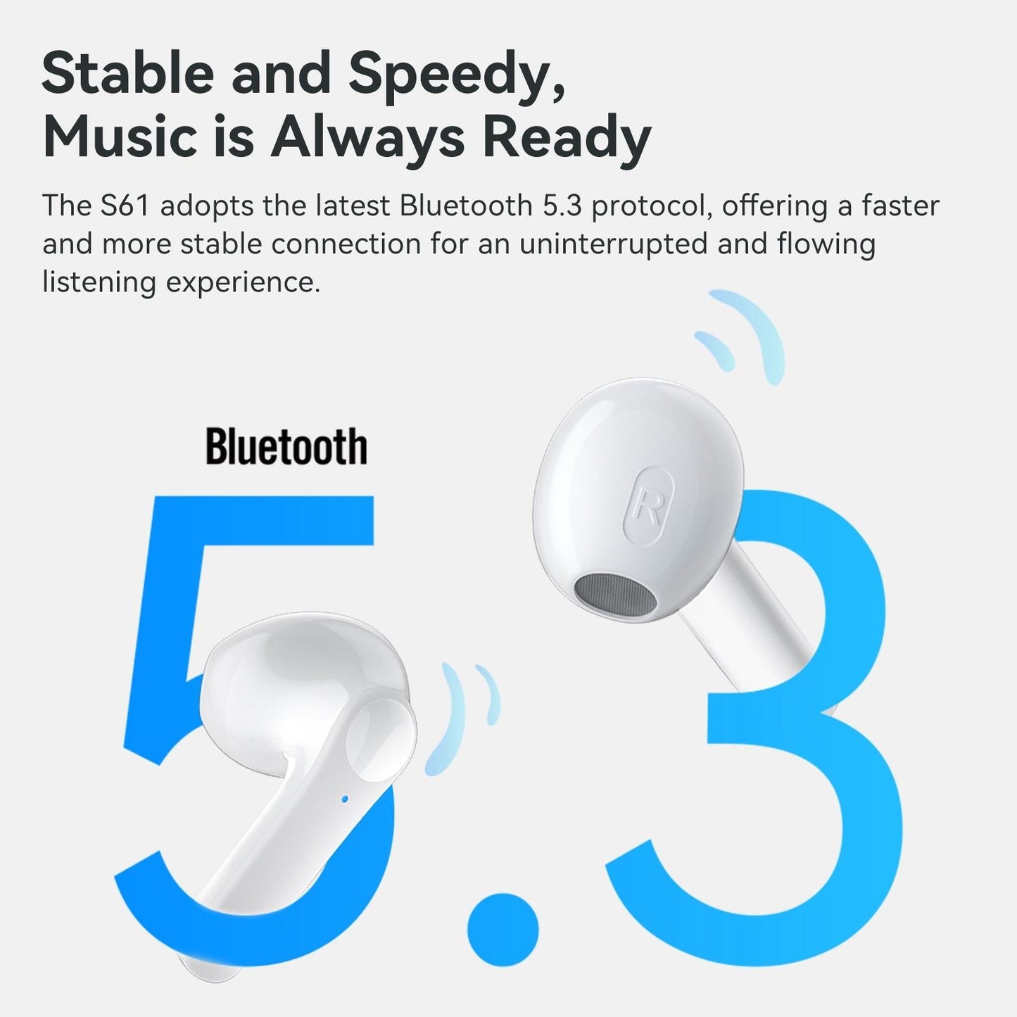 S61 True Wireless Stereo (TWS) Bluetooth Earphones – White