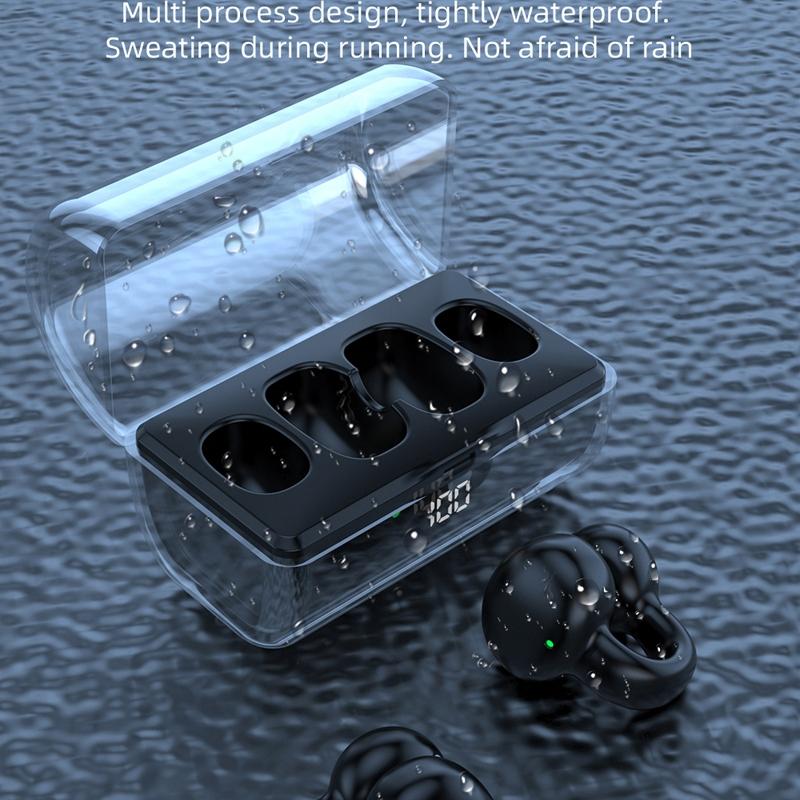 Wireless Bluetooth Earphones with LED Digital Display & Charging Case – Black