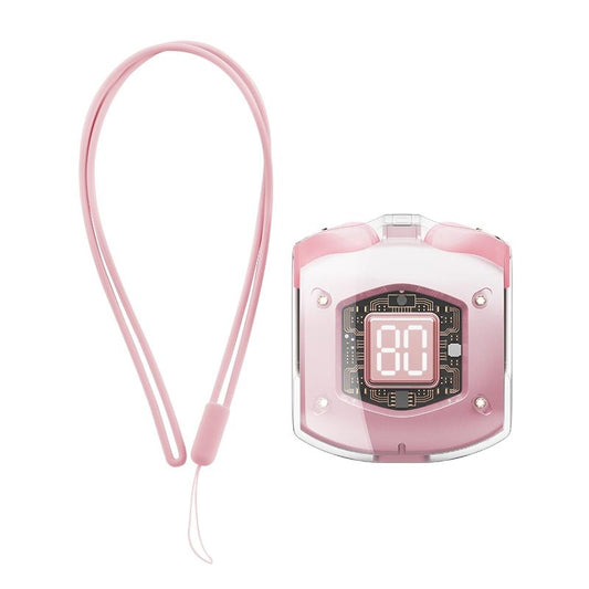 Transparent Bubble TWS Wireless Earphones with Lanyard – Pink, Stylish In-Ear Bluetooth 5.0 Earbuds for Music & Calls