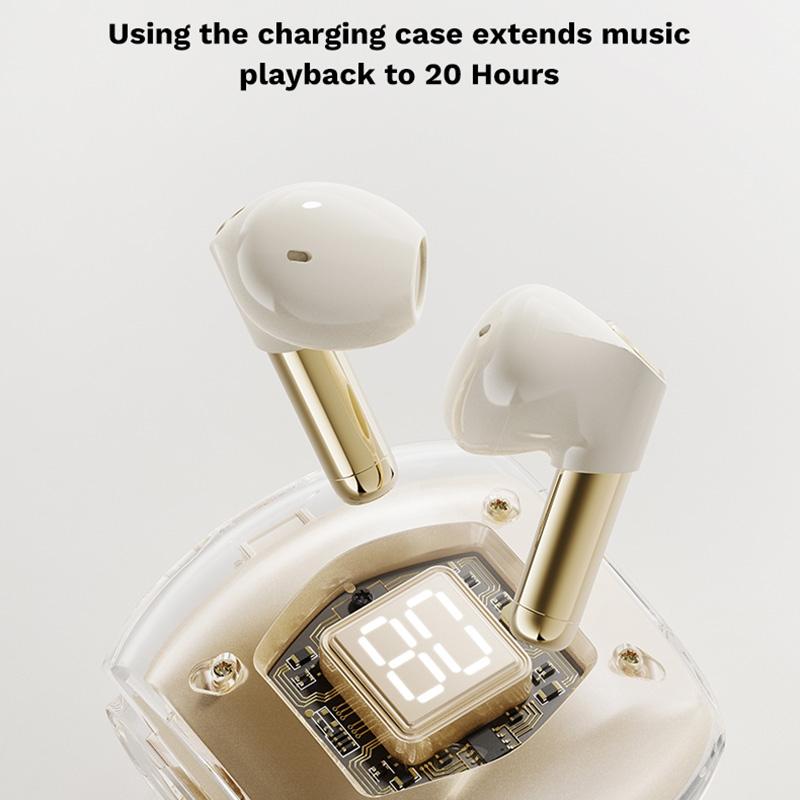 Transparent Bubble TWS Wireless Earphones with Lanyard – Pink, Stylish In-Ear Bluetooth 5.0 Earbuds for Music & Calls