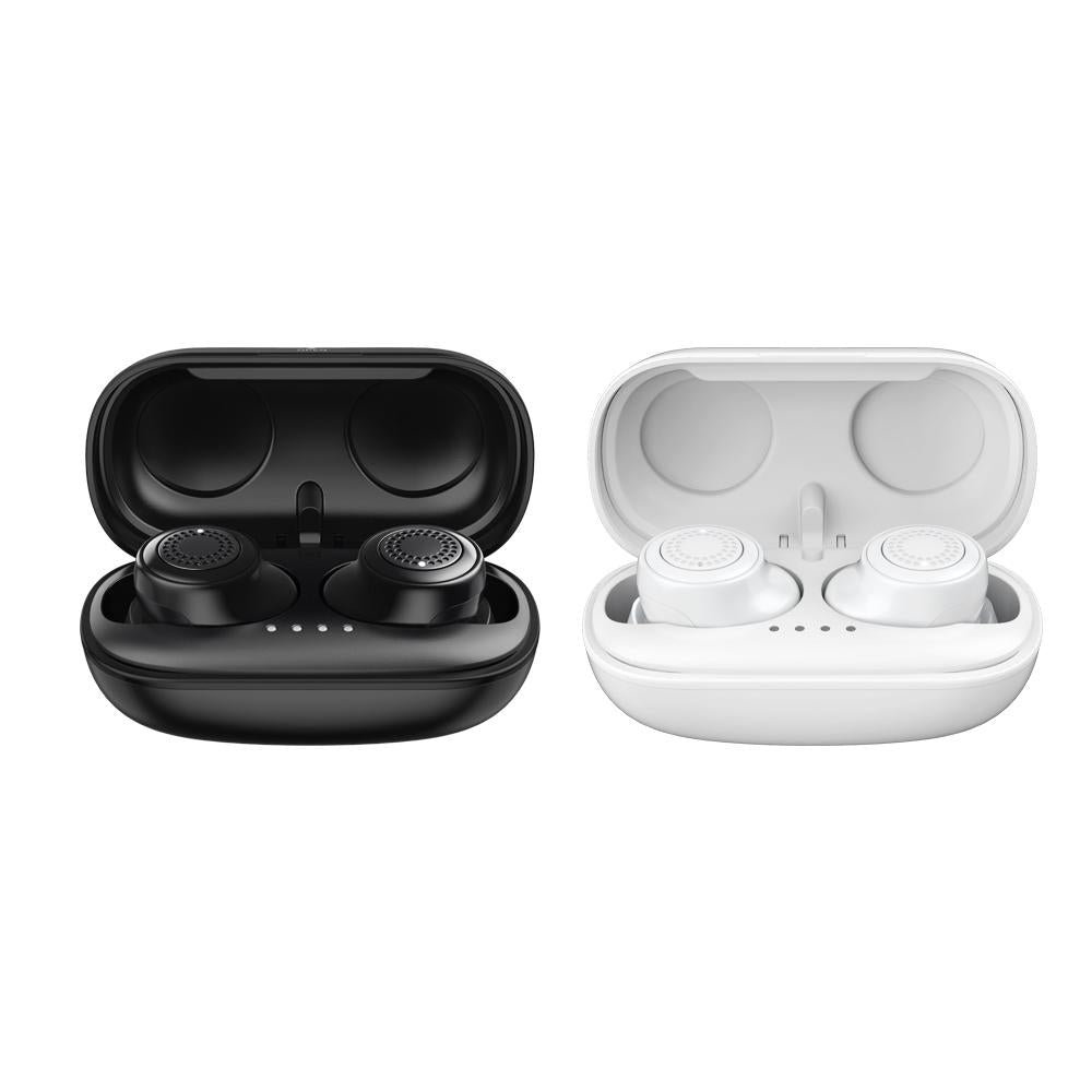 True Wireless Bluetooth 5.0 Earphones with Charging Case – In-Ear Stereo Sound – Black