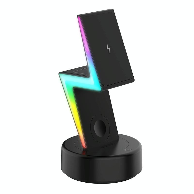 3-in-1 RGB Light Magnetic Phone Holder with Wireless Charging – White