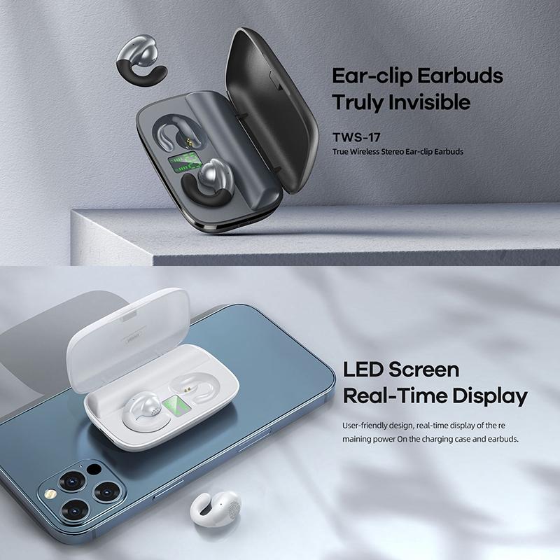 Wireless Stereo Bluetooth Earphones – Clip-On Style, White, Clear Sound, Lightweight, Hands-Free Calling