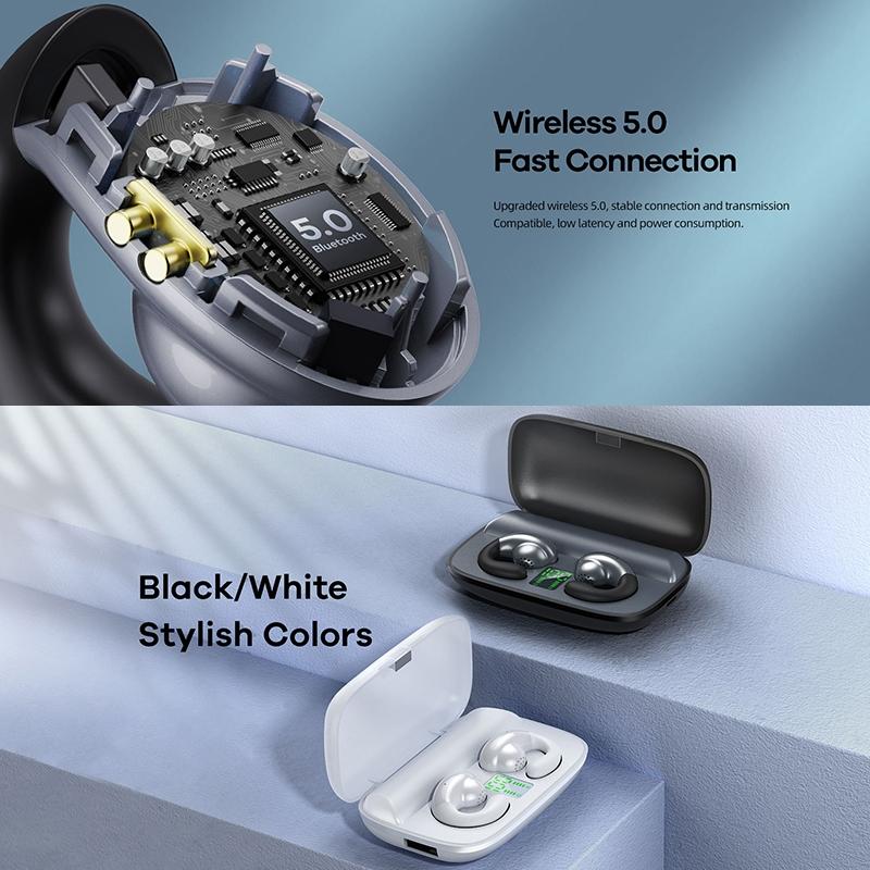 Wireless Stereo Bluetooth Earphones – Clip-On Style, White, Clear Sound, Lightweight, Hands-Free Calling