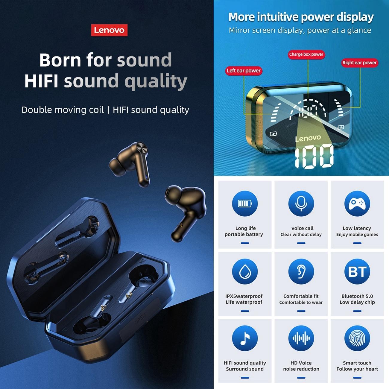 Pro TWS Wireless Bluetooth Earphones with LED Display – In-Ear Headphones – Black