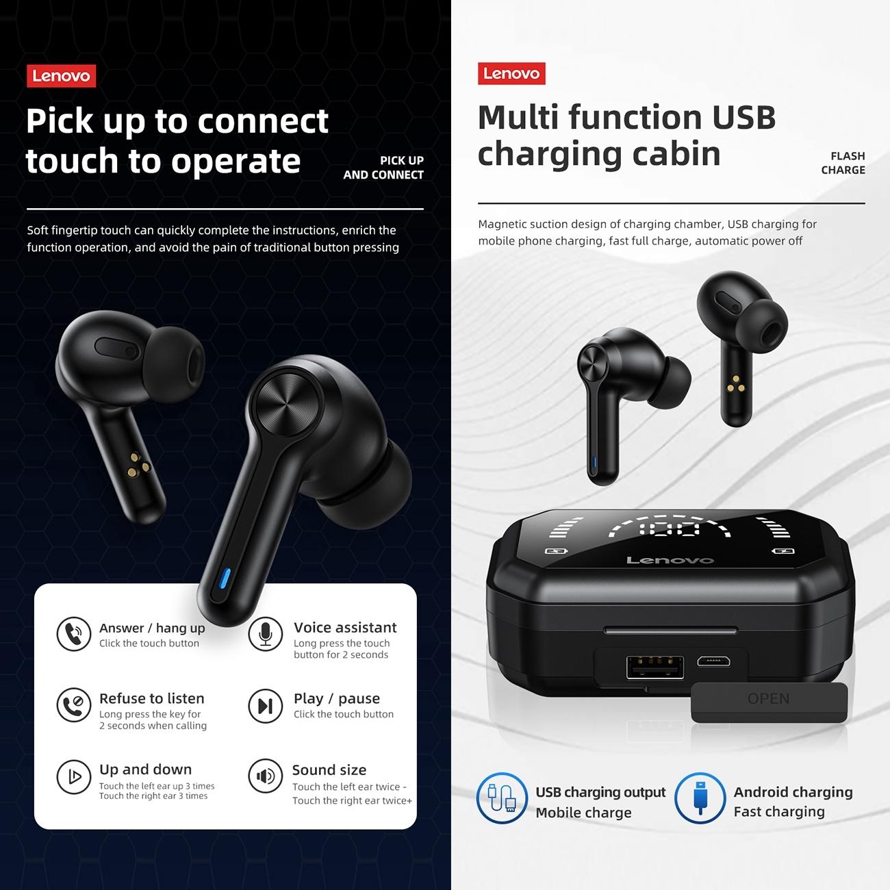 Pro TWS Wireless Bluetooth Earphones with LED Display – In-Ear Headphones – Black