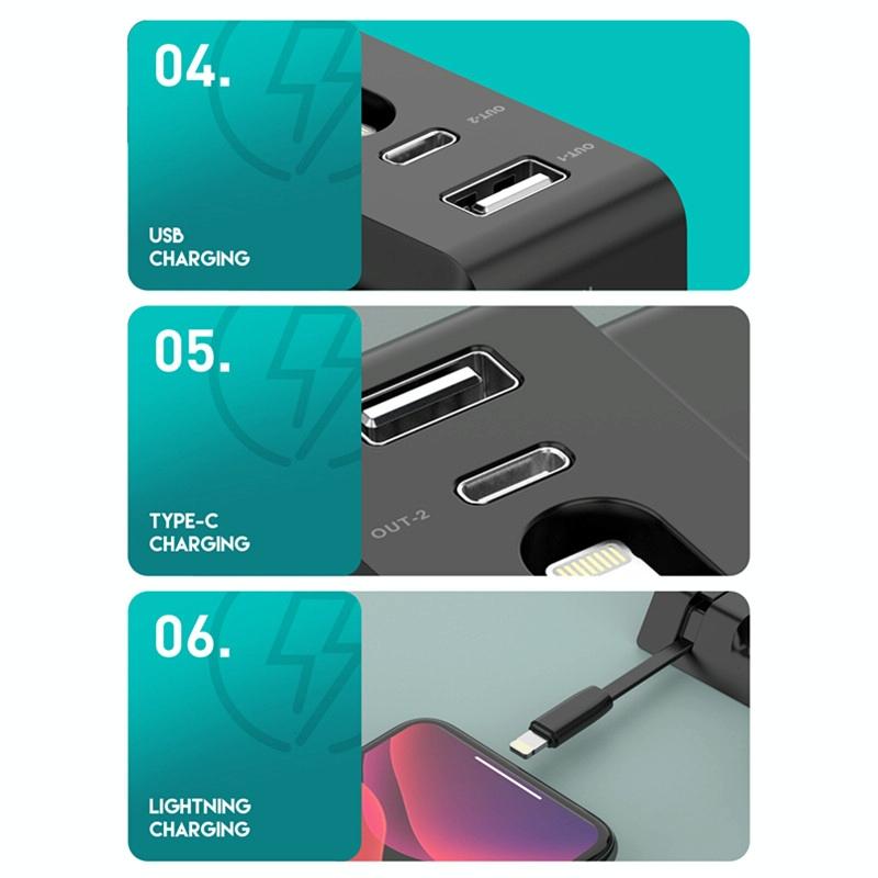 6-in-1 Fast Wireless Charger Stand – Black | Multi-Device Qi Charging Dock for Phone, Watch & Earbuds