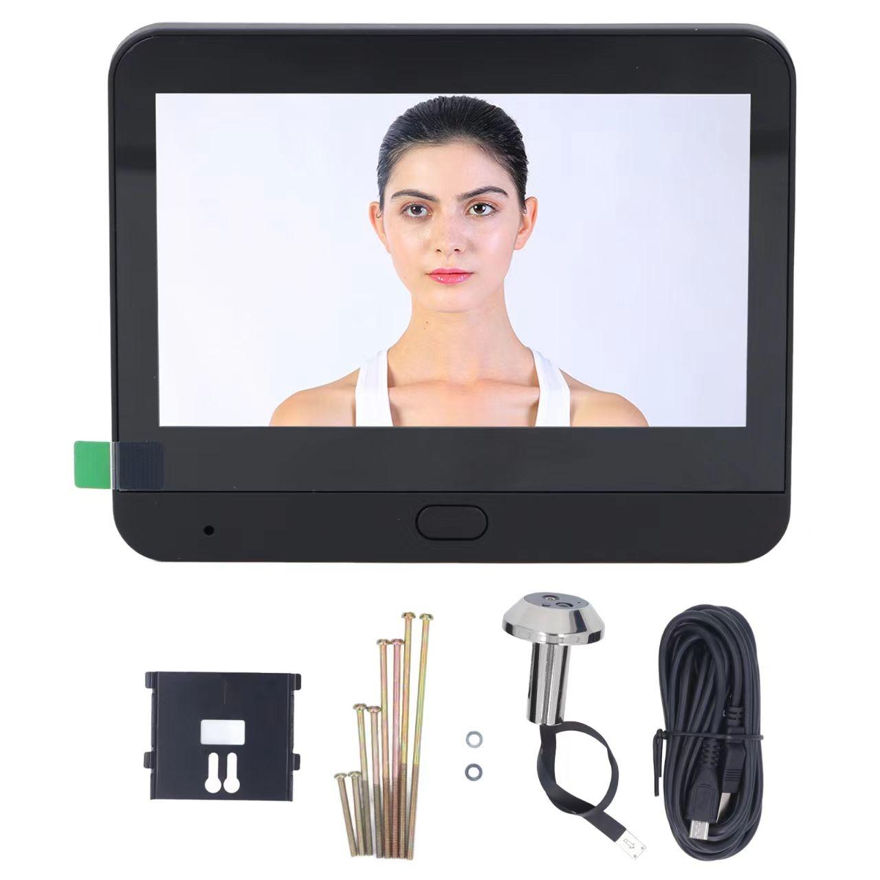 1080P WiFi Smart Cat Eye Video Doorbell – 4.3″ Color Screen, Hidden Camera, Graffiti Design – Black