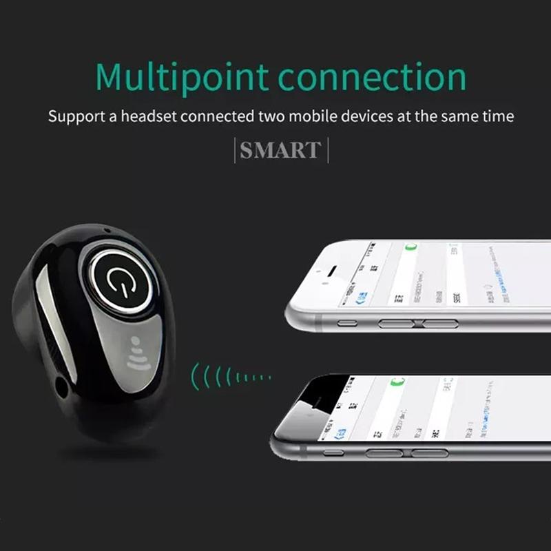 S650 Mini Bluetooth Earbuds with Mic – Wireless In-Ear Sport Headphones for All Phones – Black