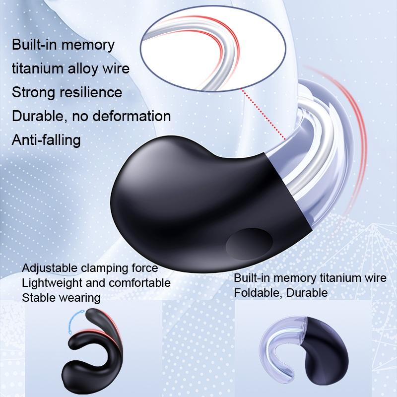 Wireless Bluetooth Earphone with Clip-On Charging Case – Portable, Black