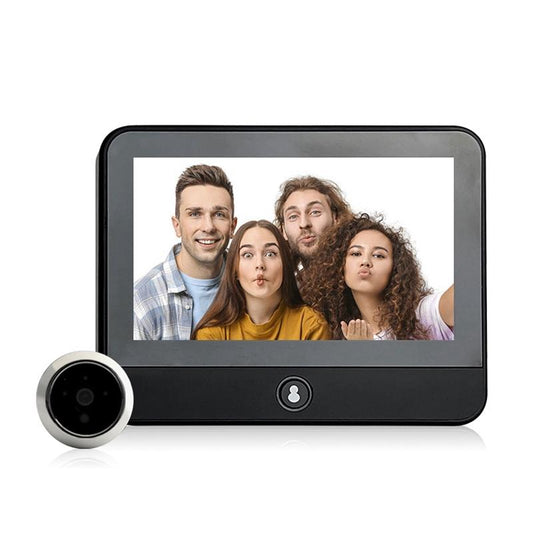 1080P WiFi Smart Cat Eye Video Doorbell – 4.3'' IPS LCD Screen, Infrared Night Vision, Motion Detection – Black