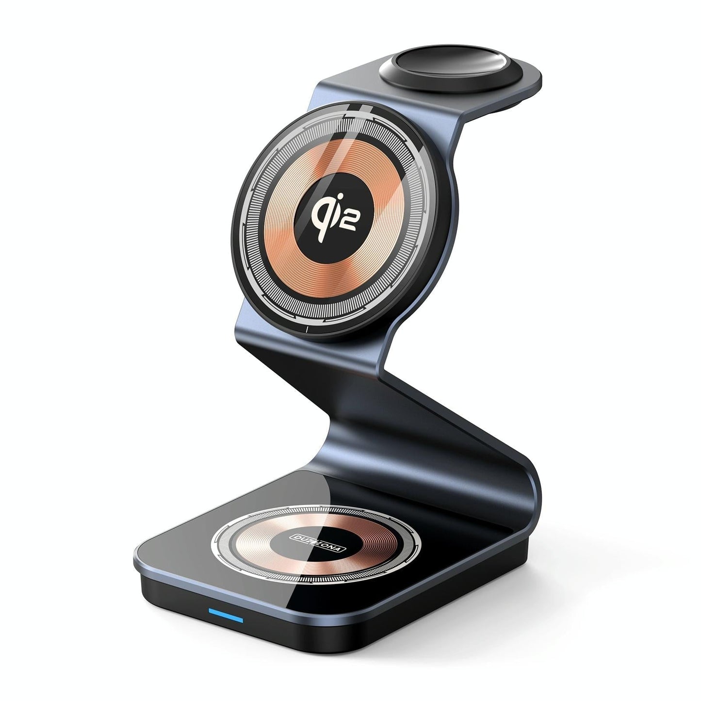 15W 3-in-1 Magnetic Wireless Charger Stand – Black | Fast Qi Charging Dock for Phone, Watch & Earbuds